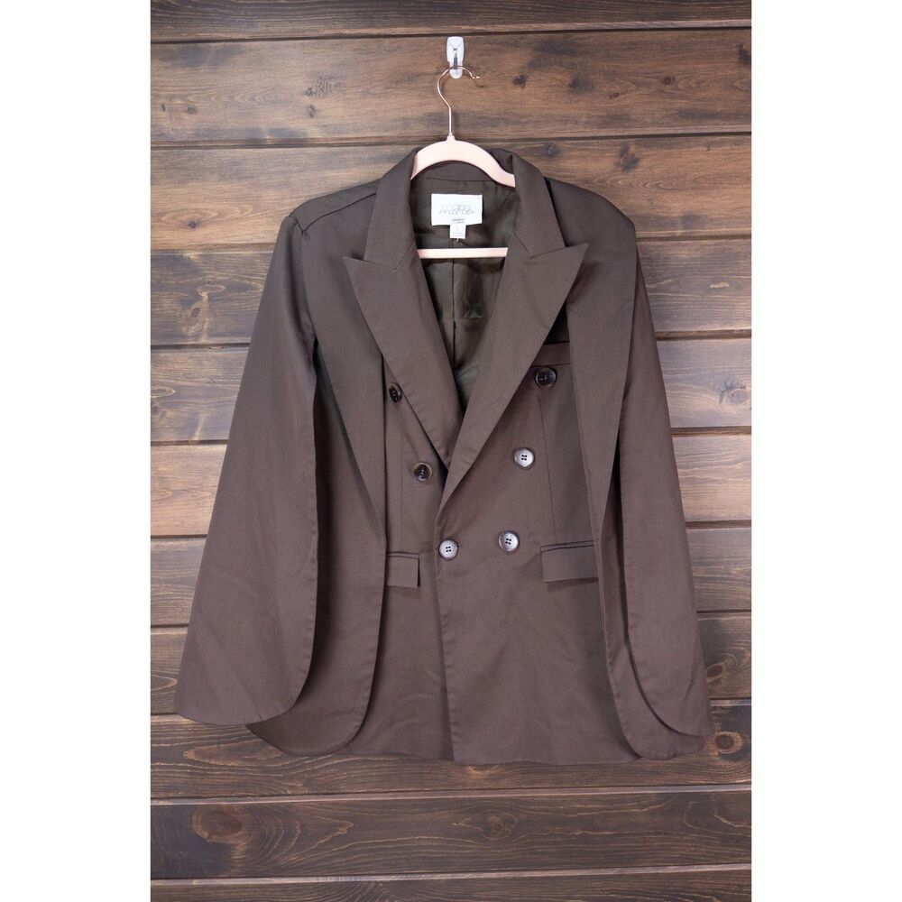 Anthropologie Mare Mare Double Breasted Cape Blazer Brown Size Medium
